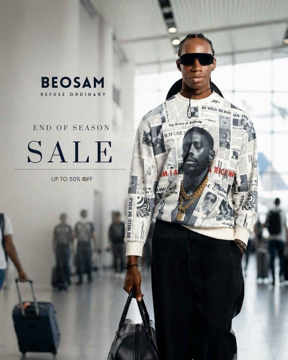 Newspaper Print  Oversized Tee – Offbeat Edition