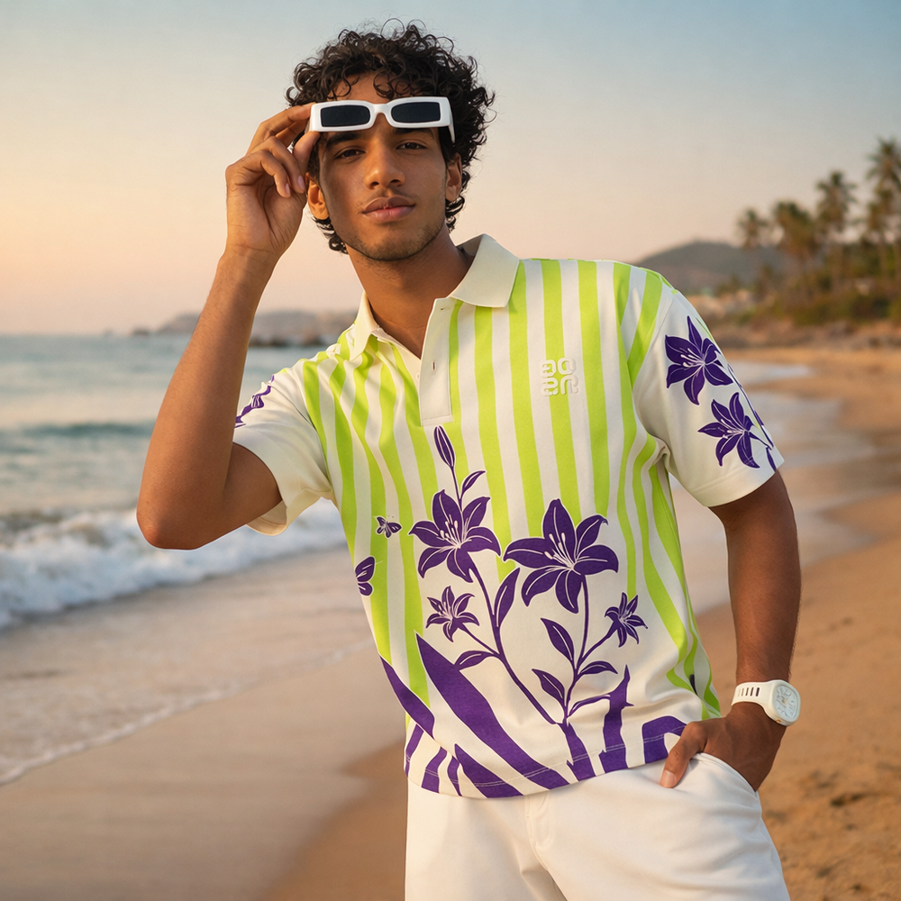 Floral Stripes Polo – Jungle Bloom