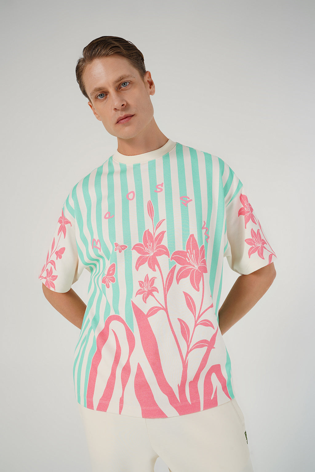 Floral Stripes Tee – Coral Breeze