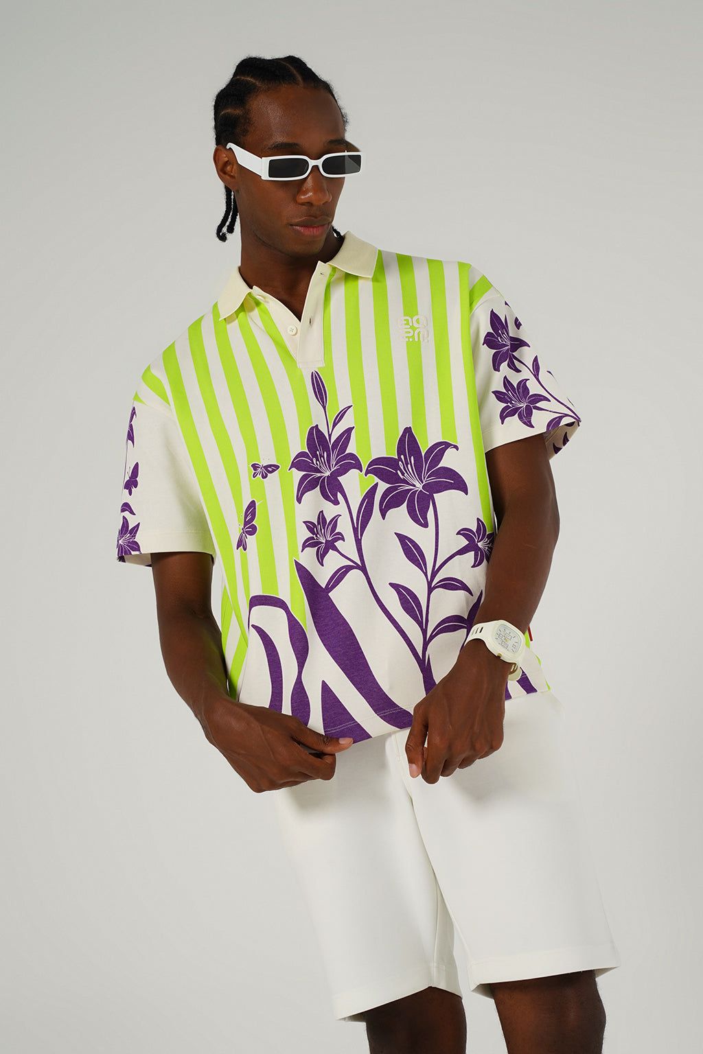 Floral Stripes Polo – Jungle Bloom
