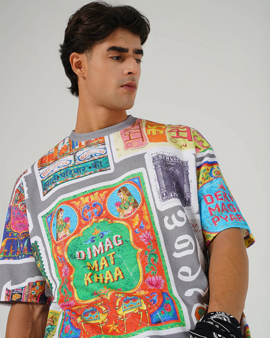 Truck Art Oversized Tee – Retro Grey