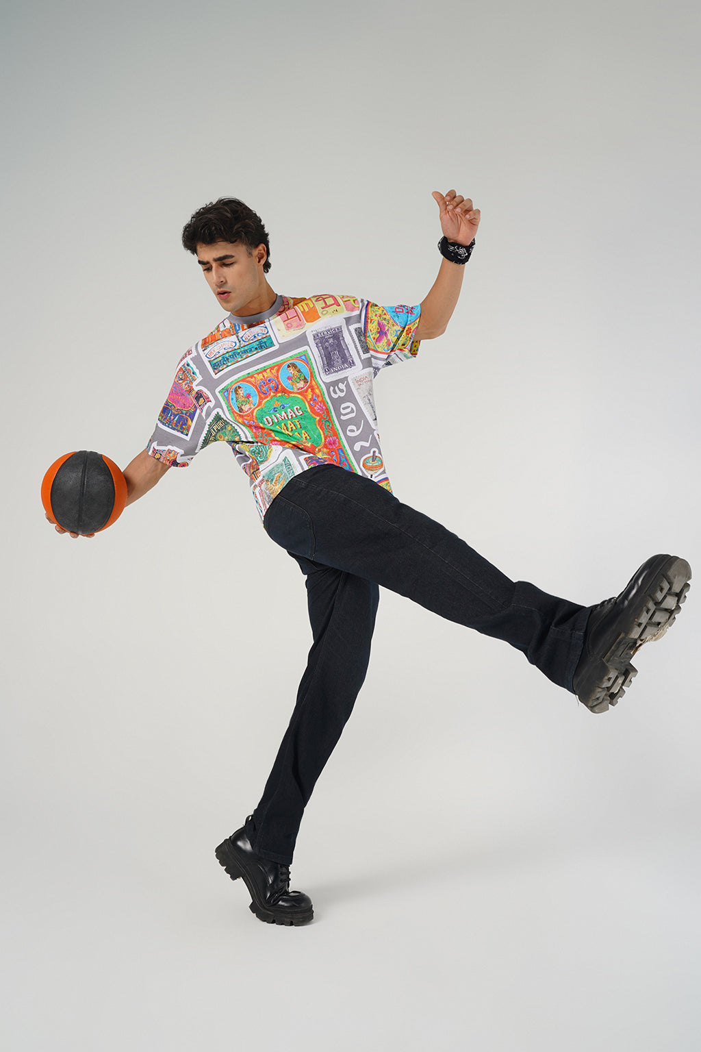 Truck Art Oversized Tee – Retro Grey