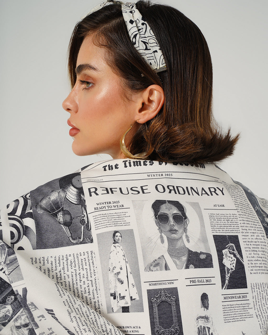 Newspaper Print Oversized Tee – Offbeat Edition – Beosam