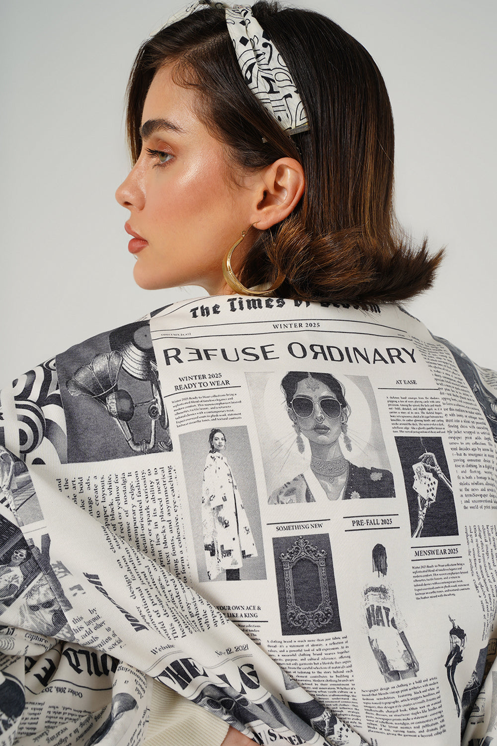 Newspaper Print  Oversized Tee – Offbeat Edition
