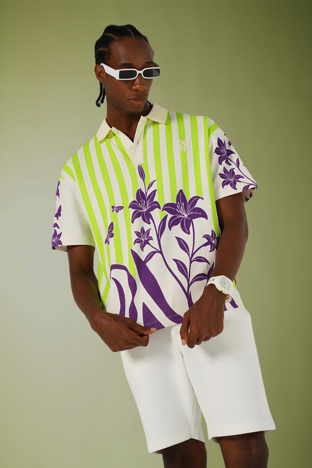 Floral Stripes Polo – Jungle Bloom