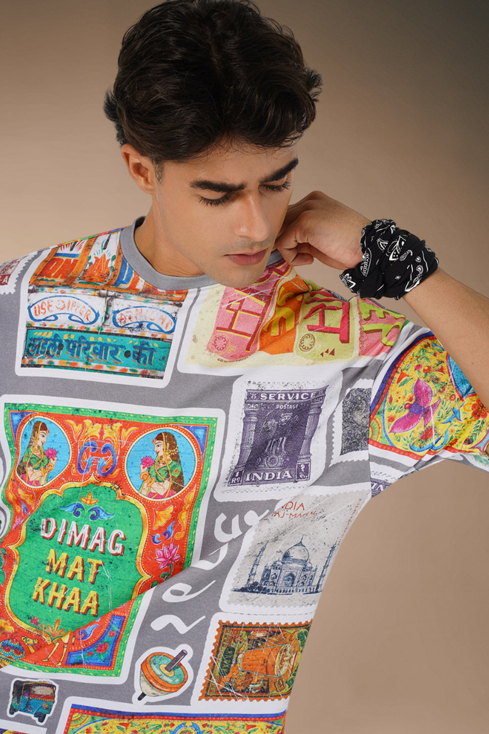 Truck Art Oversized Tee – Retro Grey