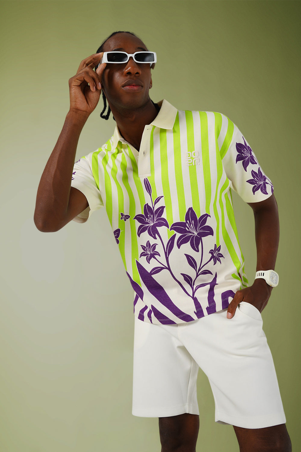 Floral Stripes Polo – Jungle Bloom