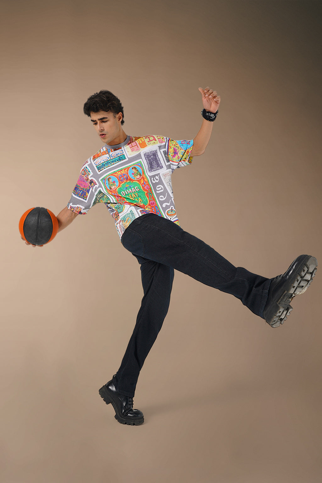 Truck Art Oversized Tee – Retro Grey