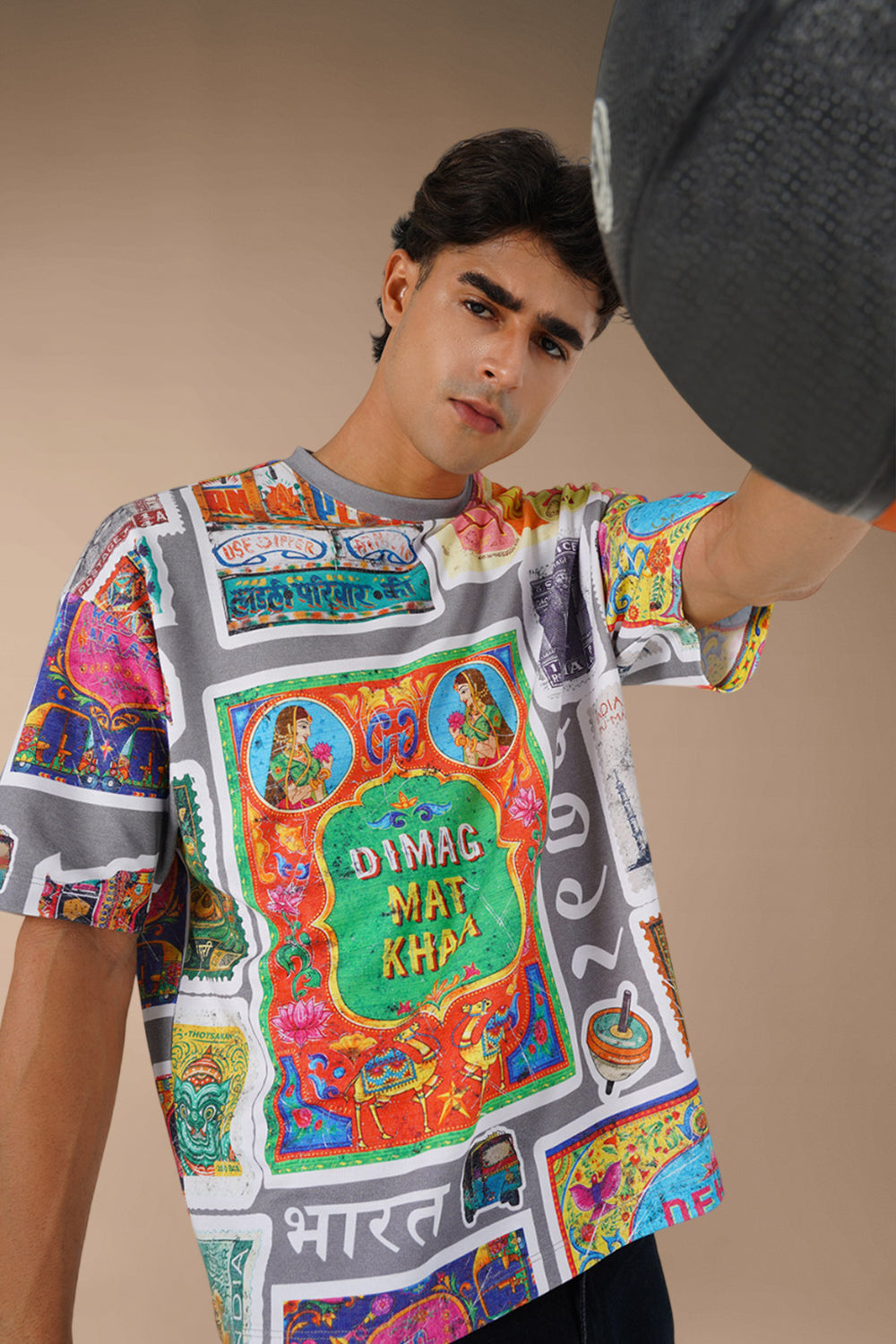 Truck Art Oversized Tee – Retro Grey