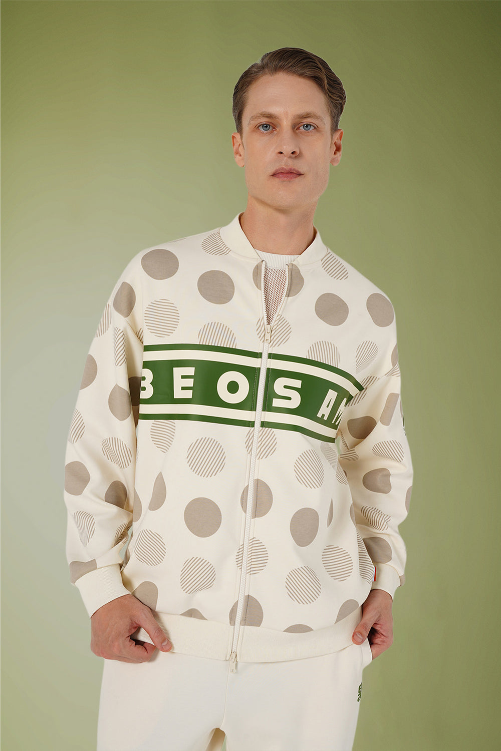 BeOsam Polka Dot Bomber Jacket