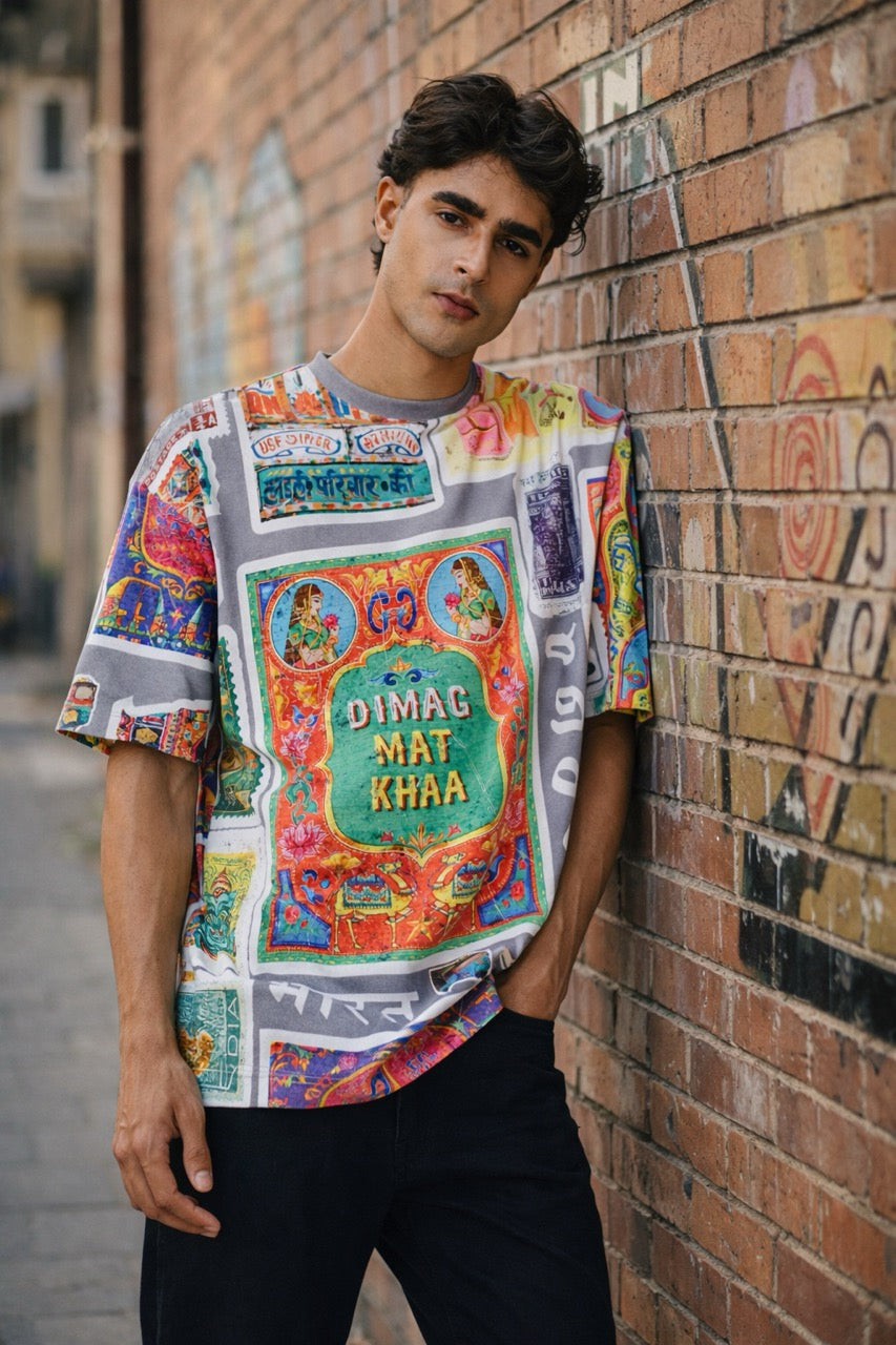 Truck Art Oversized Tee – Retro Grey