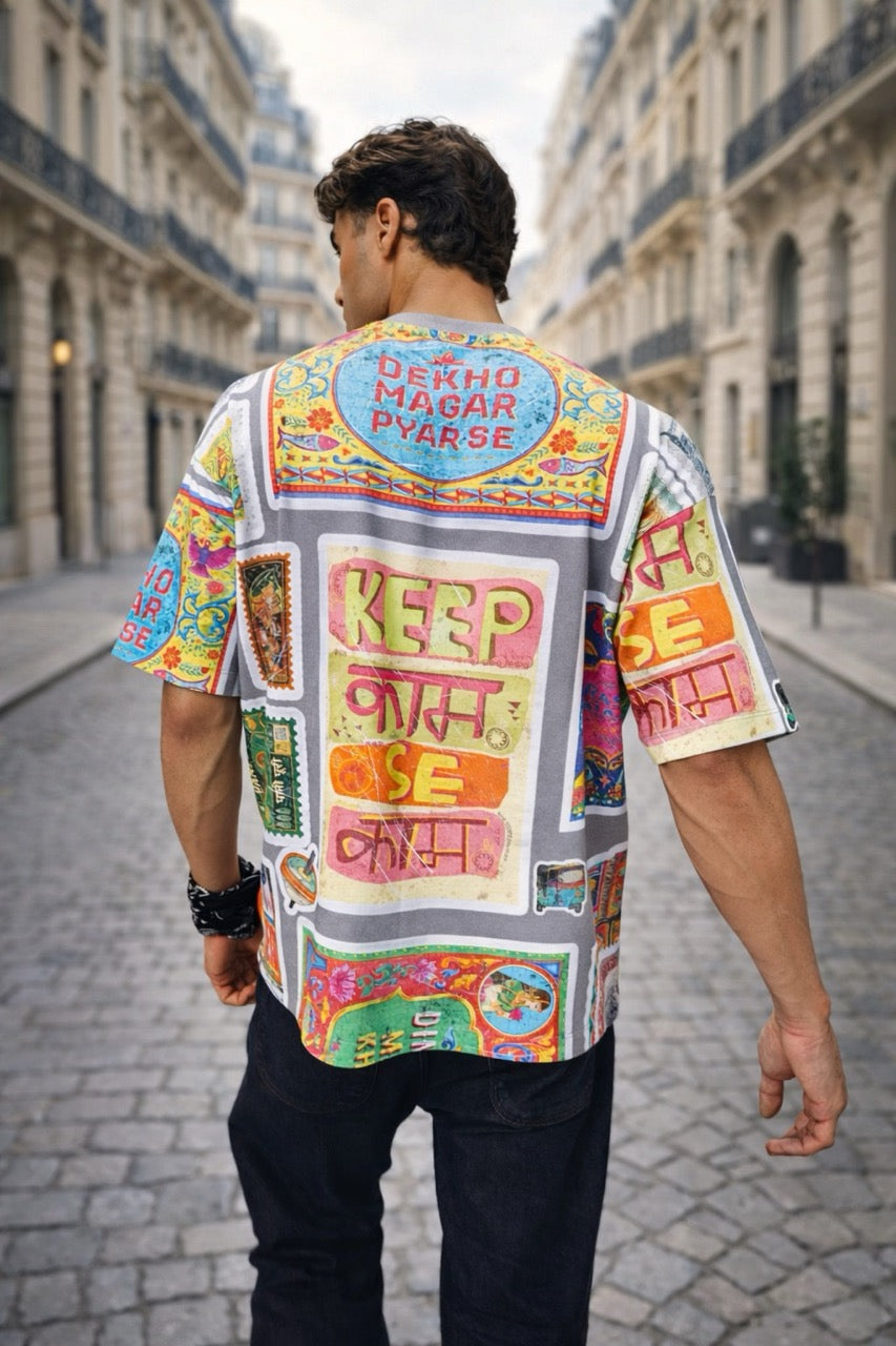 Truck Art Oversized Tee – Retro Grey