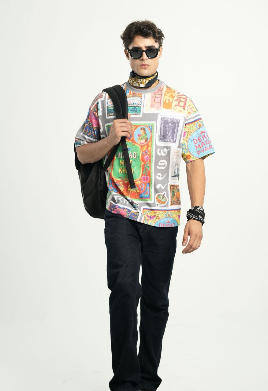 Truck Art Oversized Tee – Retro Grey