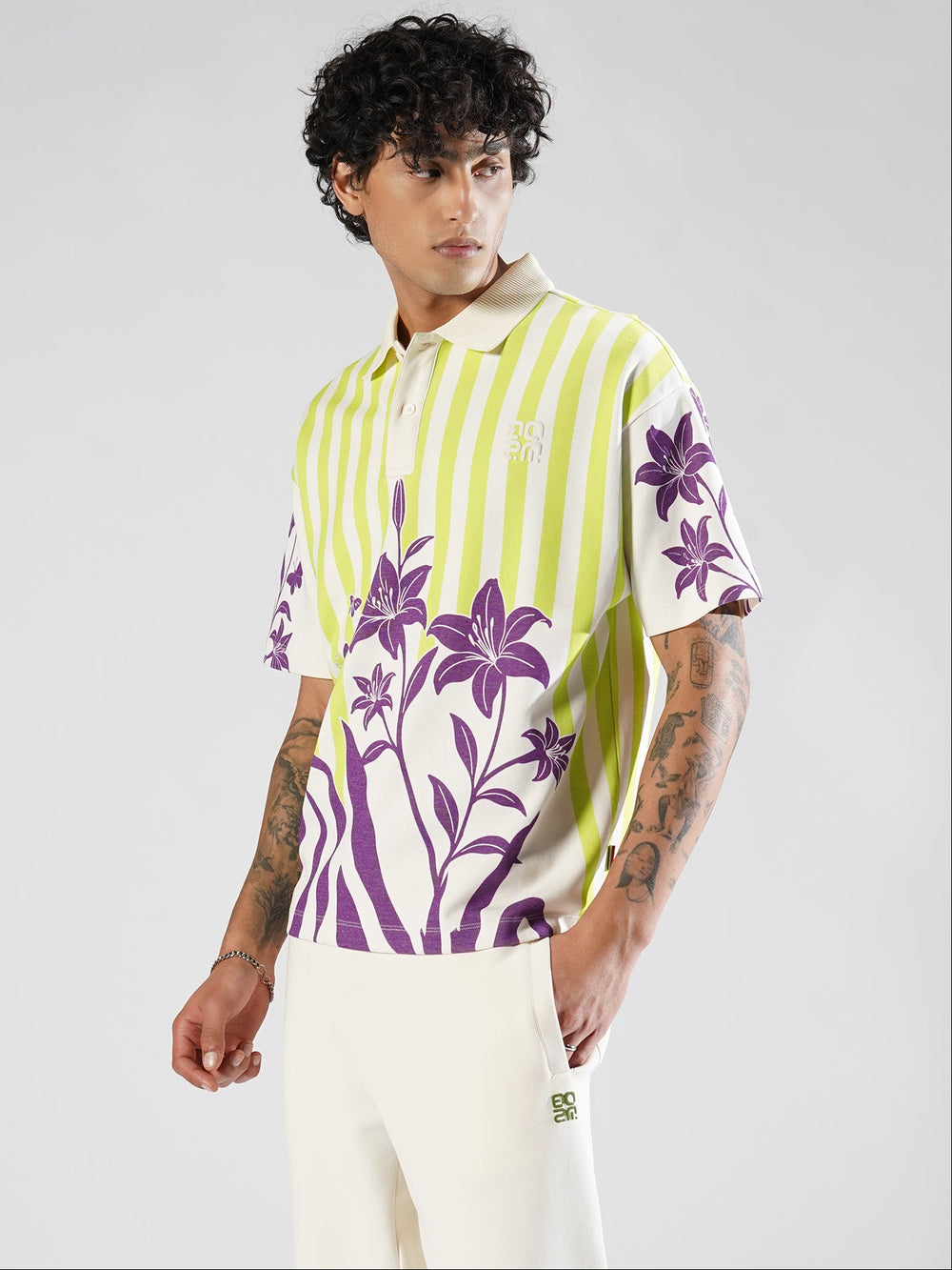 Floral Stripes Polo – Jungle Bloom