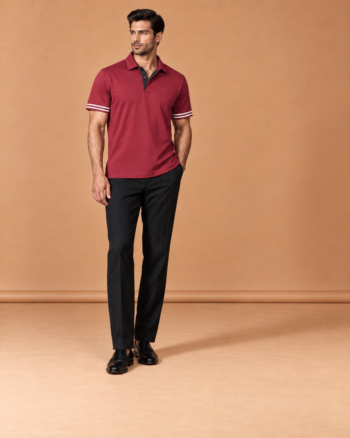 Twin Stripe Polo – Crimson Red