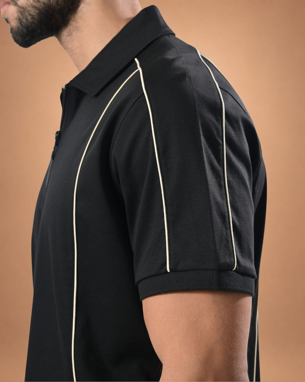 Contour Zip Polo – Midnight Black