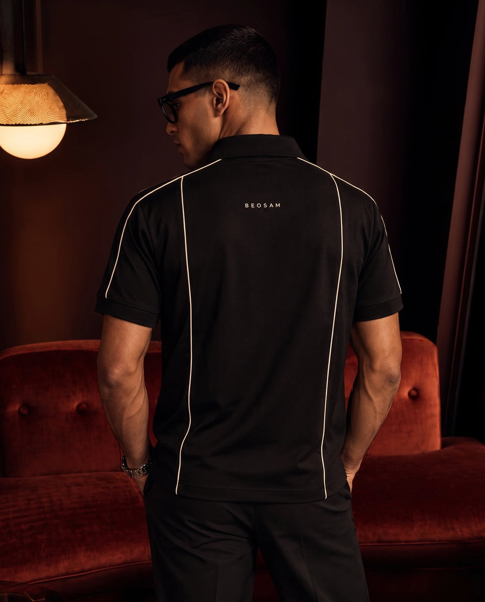 Contour Zip Polo – Midnight Black