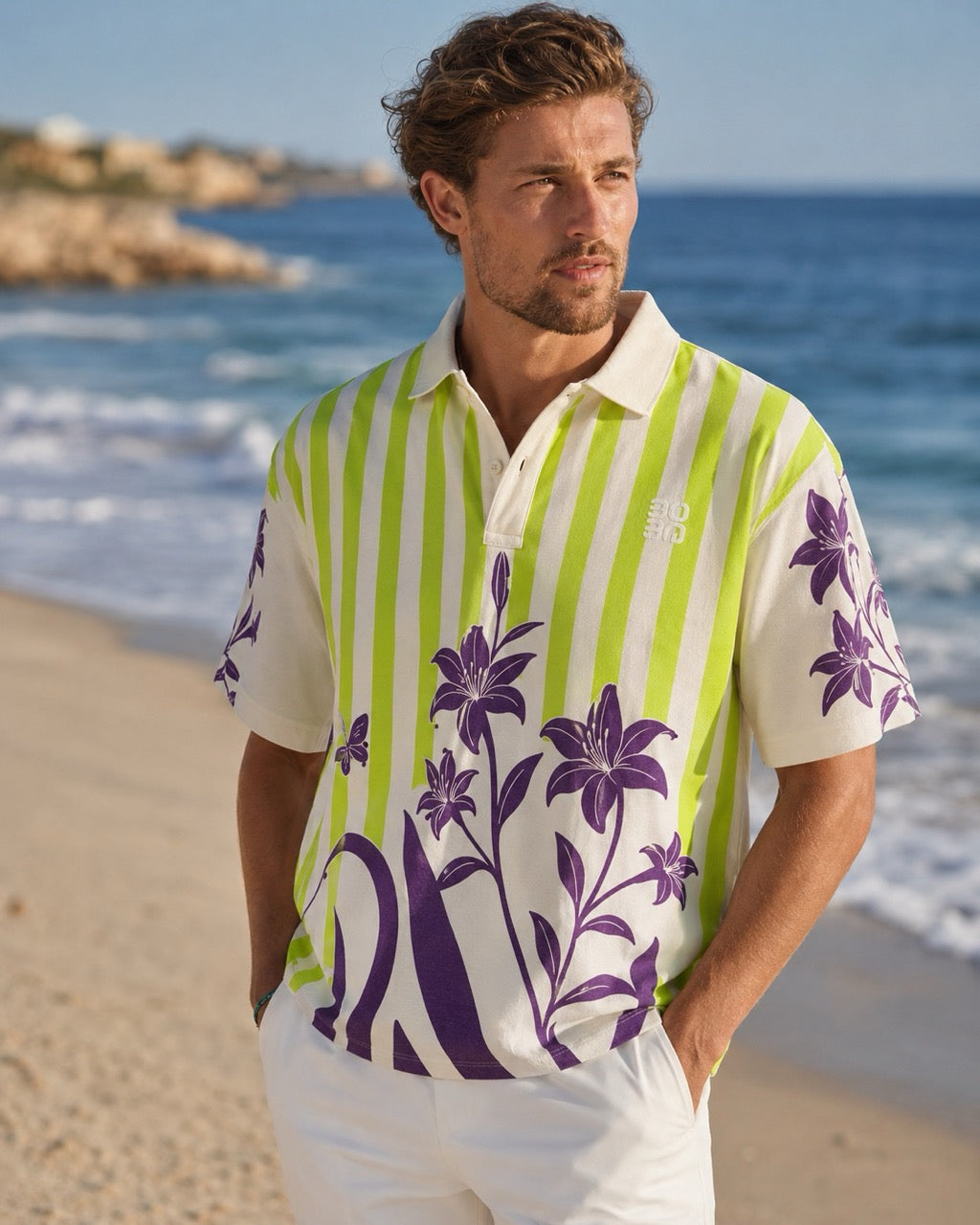 Floral Stripes Polo – Jungle Bloom