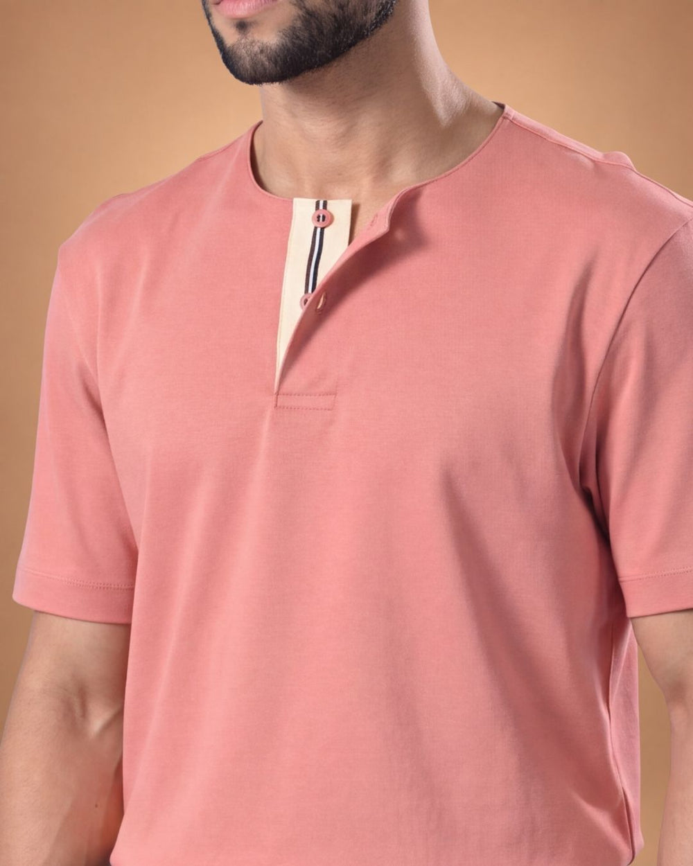 Signature Henley Tee – Dusty Coral