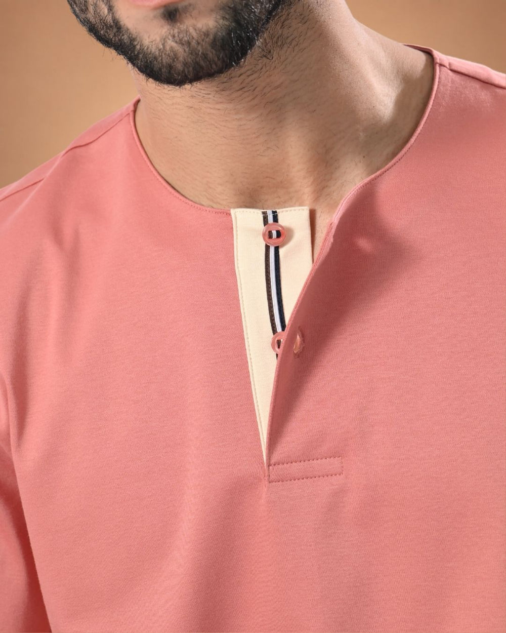 Signature Henley Tee – Dusty Coral