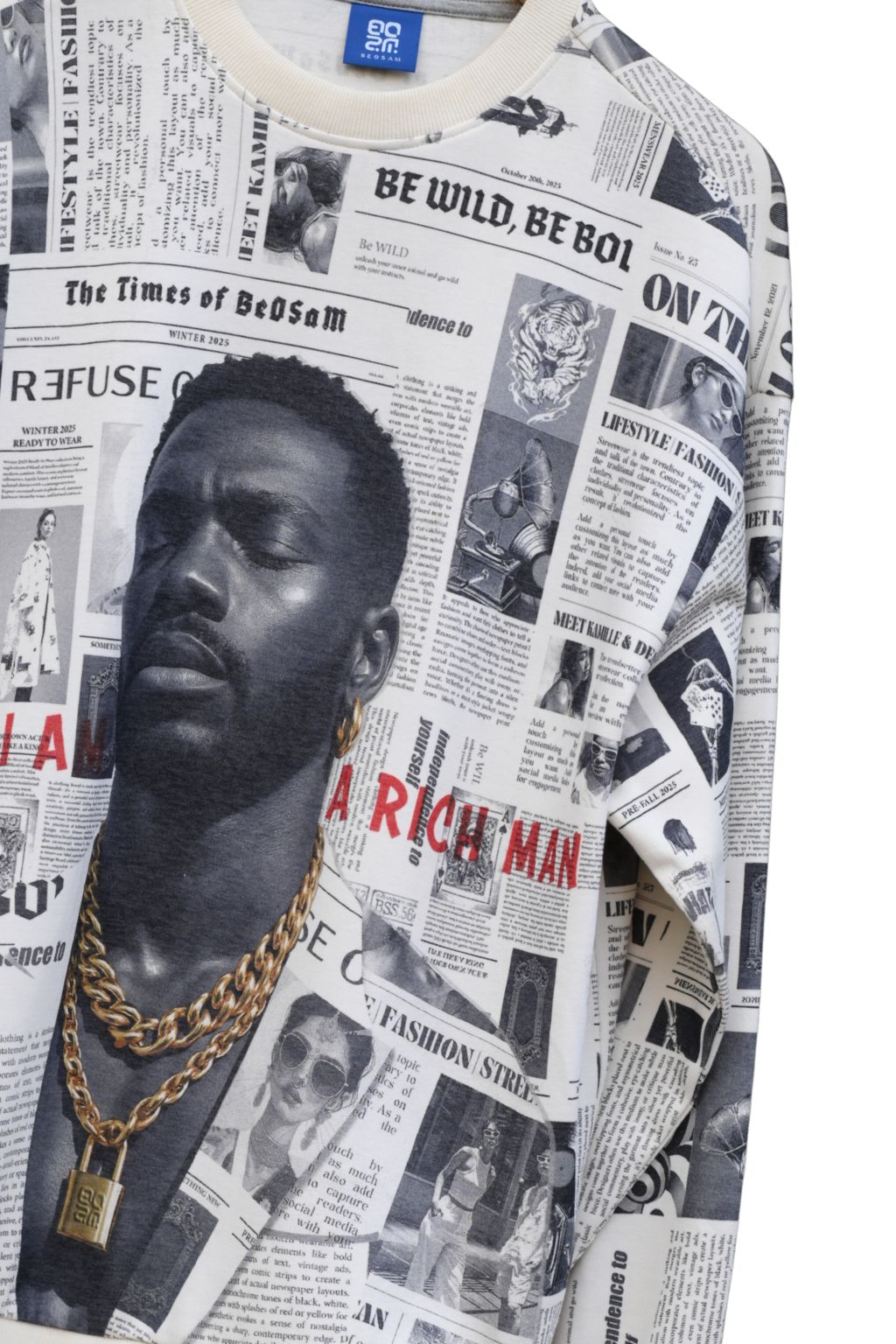 Newspaper Print  Oversized Tee – Offbeat Edition