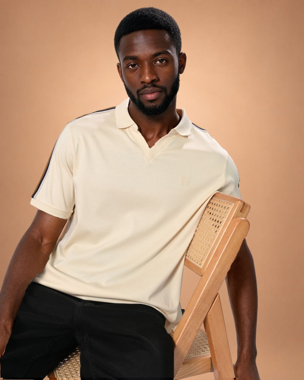 Heritage Track Polo – Ivory Navy