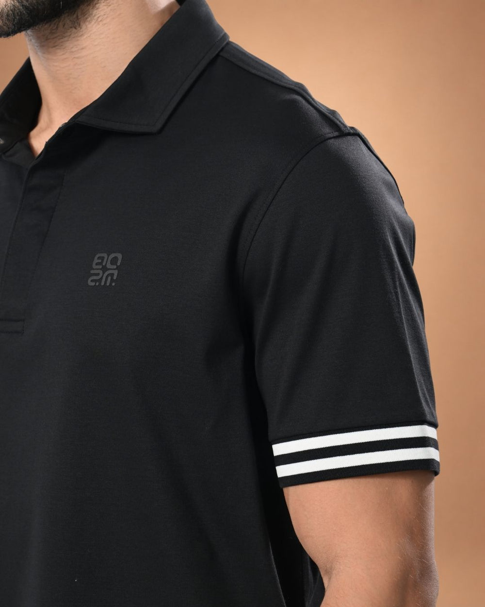 Twin Stripe Polo – Midnight Black