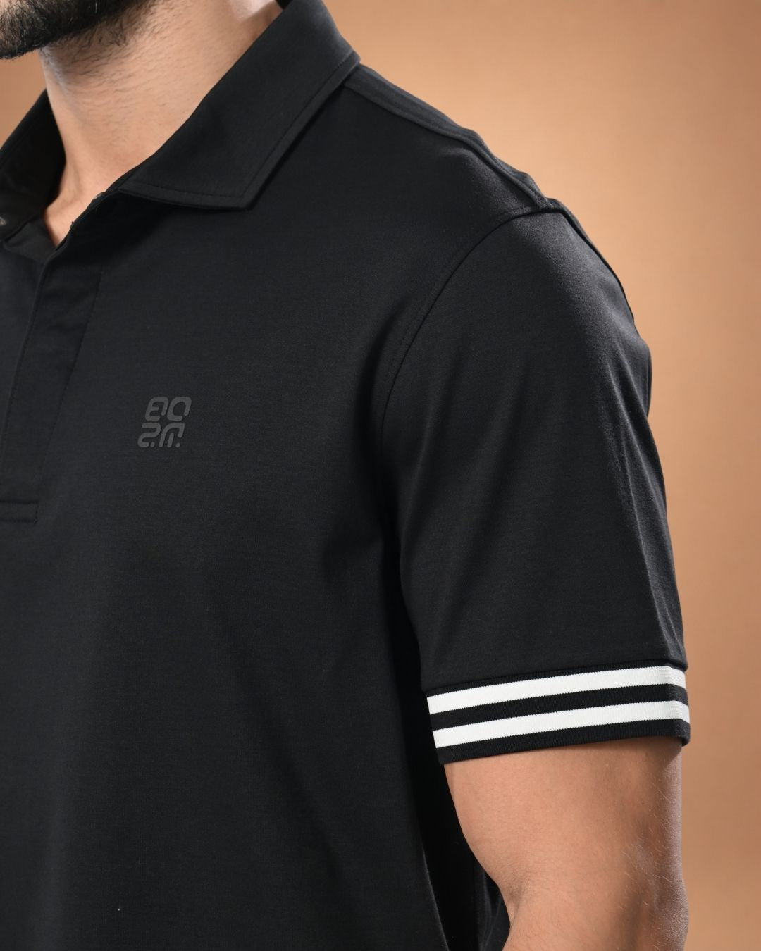 Twin Stripe Polo – Midnight Black